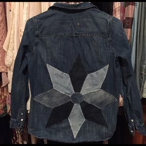 Madewell denim star flower patch shirt